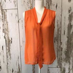 Banana Republic Orange Sheer Sleeveless Blouse